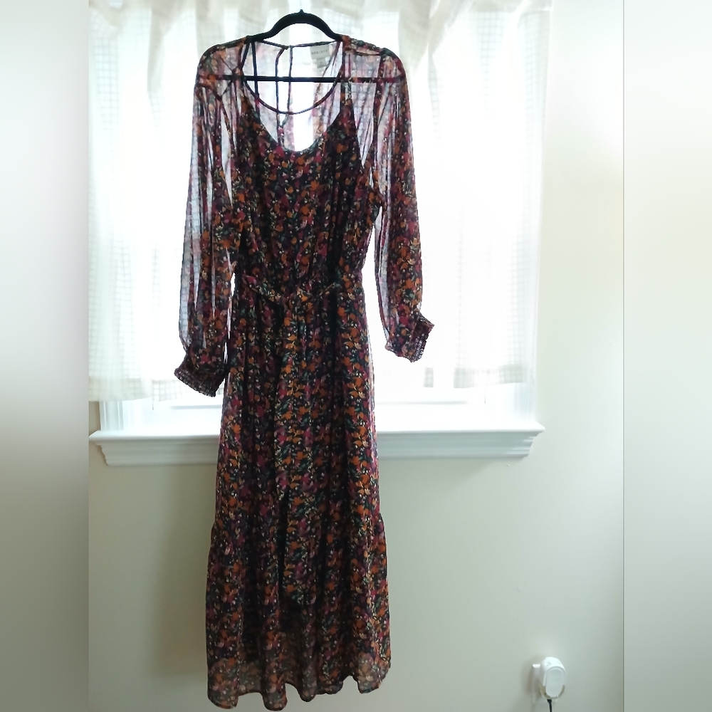 Ava And Viv Floral Sheer Maxi Dress - Lining Underneath